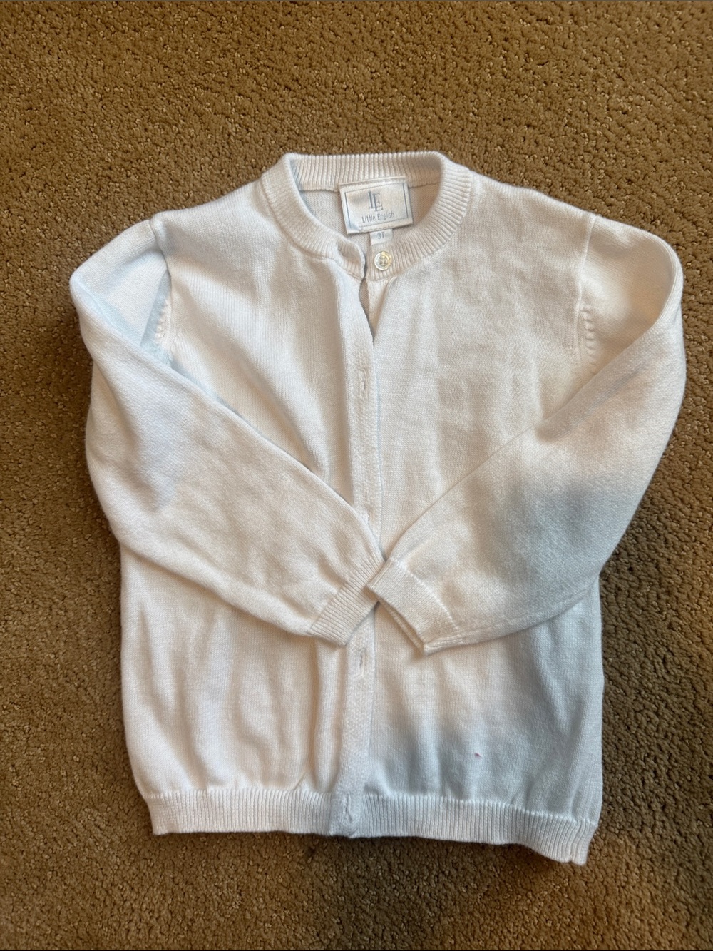 Little English White Button-Front Cardigan